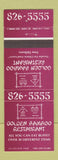 Matchbook Cover - Golden Bamboo Chinese Restaurant