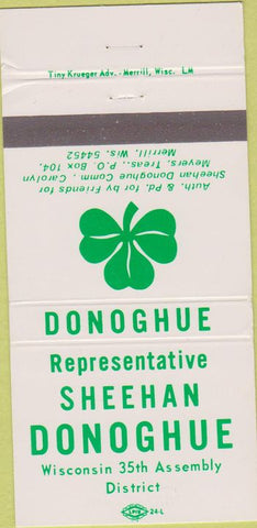 Matchbook Cover - Sheehan Donoghue Wisconsin Assembly 30 Strike