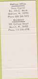 Matchbook Cover - Sheehan Donoghue Wisconsin Assembly 30 Strike