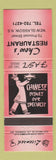 Matchbook Cover - Chow's Chinese Restaurant New Glasgow NS WEAR