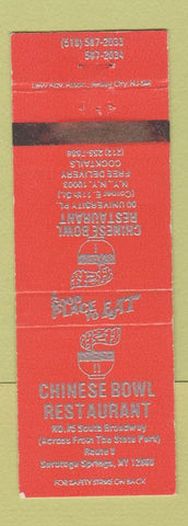 Matchbook Cover - Chinese Bowl Restaurant Saratoga Springs NY WEAR