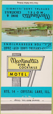 Matchbook Cover - Martinetti's Motel Crystal Lake IL 30 Strike