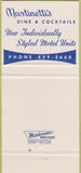 Matchbook Cover - Martinetti's Motel Crystal Lake IL 30 Strike