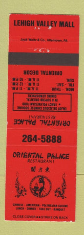 Matchbook Cover - Oriental Palace Chinese Restaurant Whitehall PA