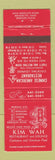 Matchbook Cover - Kim Wah Chinese Restaurant Brooklyn OH
