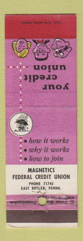 Matchbook Cover - Magnetics Federal Credit Union East Butler PA WEAR