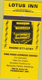 Matchbook Cover - Lotus Inn Chinese food Thunder Bay ON 30 Strike