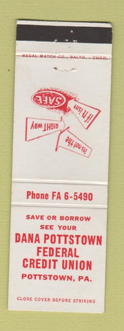 Matchbook Cover - Dana Pottstown Federal Credit Union PA