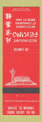Matchbook Cover - Restaurant Peking Chinese Quebec QC