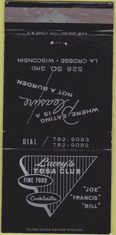 Matchbook Cover - Lucey's Tosa Club LaCrosse WI WEAR 30 Strike
