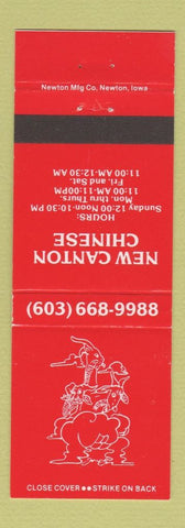 Matchbook Cover - New Canton Chinese Restaurant Manchester NH