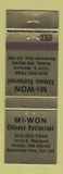 Matchbook Cover - Mi Won Chinese Restaurant Hobbs NM