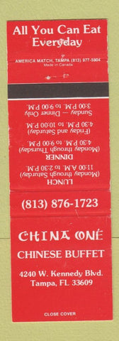 Matchbook Cover - China One Chinese Buffet Tampa FL