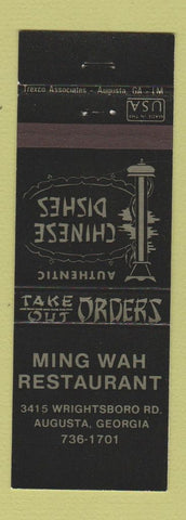 Matchbook Cover - Ming Wah Chinese Restaurant Augusta GA