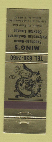 Matchbook Cover - Ming's Chinese Restaurant Iselin NJ