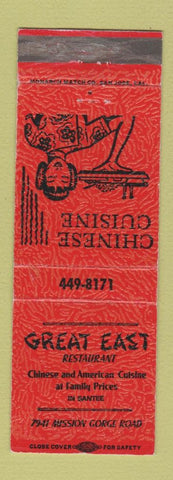 Matchbook Cover - Great East Chinese Restaurant WEAR