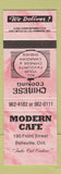 Matchbook Cover - Modern Cafe Chinese Belleville ON