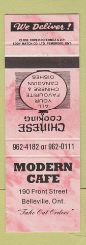 Matchbook Cover - Modern Cafe Chinese Belleville ON