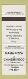 Matchbook Cover - Mama Pizza Chinese Restaurant Pointe Gatineau QC