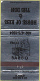 Matchbook Cover - House of Ribs The Den BBQ Lincoln NE 30 Strike