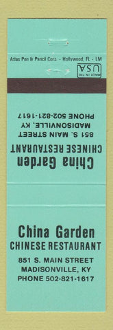Matchbook Cover - China Garden Chinese Restaurant Madisonville KY