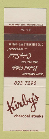 Matchbook Cover - Kirby's Charcoal Steaks Dallas TX
