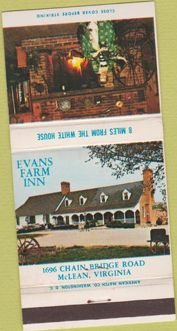 Matchbook Cover - Evans Farm Inns McLean VA 30 Strike