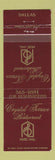 Matchbook Cover - Crystal Terrace Restaurant Dallas TX