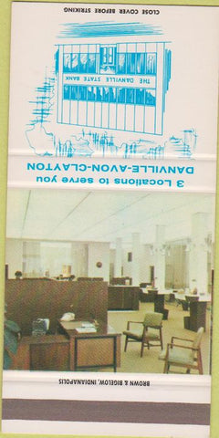 Matchbook Cover - Danville Avon Clayton State Bank IN SAMPLE 30 Strike