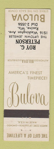 Matchbook Cover - Bulova Watches Roy Peterson Jewelry Racine WI