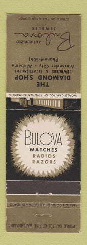 Matchbook Cover - Bulova Watches Diamond Shop Alexander City AL WEAR