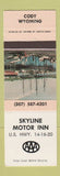 Matchbook Cover - Skyline Motor Inn Cody WY