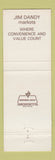 Matchbook Cover - Jim Dandy Markets