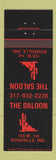 Matchbook Cover - The Saloon Rushville IN