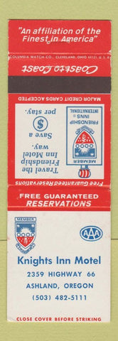 Matchbook Cover - Knights Inn Motel Ashland OR