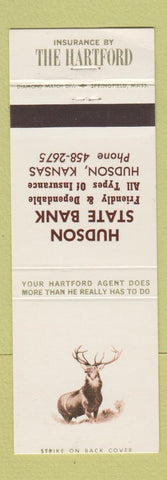 Matchbook Cover - Hartford Insurance Hudson State Bank Hudson KS