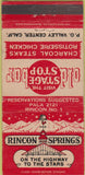 Matchbook Cover - Rincon Springs Valley center CA WEAR 30 Strike