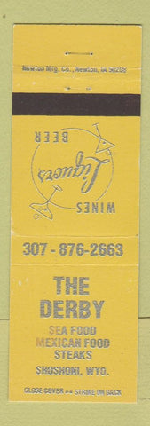 Matchbook Cover - The Derby Mexican Food Shoshoni WY YELLOW