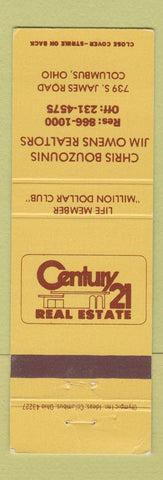 Matchbook Cover - Century 21 Real Estate  Chris Bouzounis Jim Owens Columbus OH