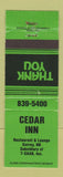 Matchbook Cover - Cedar Inn Surrey ND WEAR