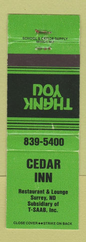 Matchbook Cover - Cedar Inn Surrey ND WEAR