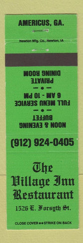 Matchbook Cover - Village Inn Restaurant Americus GA