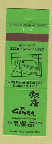 Matchbook Cover - Ginza Restaurant Japanese? Dublin OH GREEN