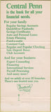 Matchbook Cover - Central Penn Bank Chester Bucks Delaware County PA 30 Strike