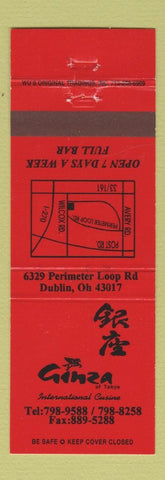 Matchbook Cover - Ginza Restaurant Japanese? Dublin OH RED