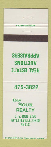 Matchbook Cover - Ray Houk Real Estate Fayetteville OH Auctioneer