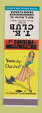 Matchbook Cover - TK Club Conshohocken PA pinup SAMPLE
