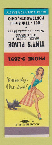 Matchbook Cover - Tiny's Place Portsmouth OH pinup SAMPLE