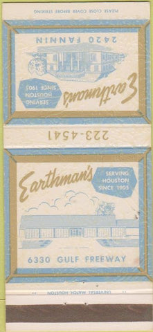 Matchbook Cover - Earthman's Houston TX 30 Strike
