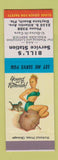 Matchbook Cover - Bill's Service oil gas Daytona Beach FL pinup SAMPLE